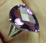 6 Carat Pear Shape Amethyst Ring