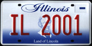 The sample version of the current Illinois license plate introduced in 2001.