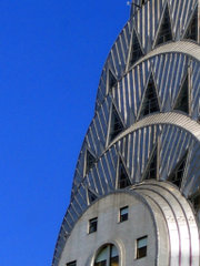 The pinnacle of New York's Chrysler Building is clad with stainless steel.