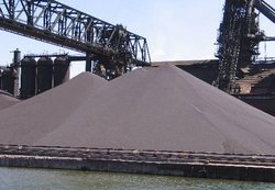 Iron ore pellets for the production of steel.