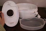 A steam cooker catchment which collects water condense with nutrients