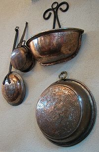 Old copper utensils in a Jerusalem restaurant
