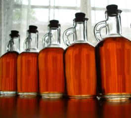 Bottles of strawberry liqueur