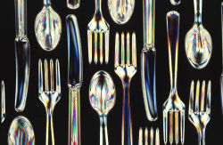 Modern starch-polyester disposable cutlery.