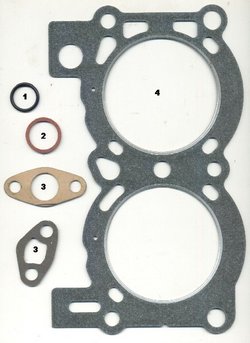 Some seals and gaskets 1. o-ring 2. fiber washer 3. paper gaskets 4. cylinder head gasket