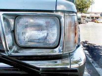 Lens optics, sealed beam example. The fresnel patches disperse the light in a precisely defined way.