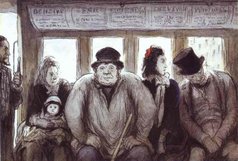 "Omnibus," crayon and watercolor drawing by Honoré Daumier, 1864 (Walters Art Museum).