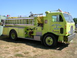 Since the late 1970s, lime green has become a more common color for American fire fighting apparatus. Pictured here is a Port Townsend, WA engine.