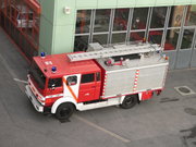 The pumping apparatus is well visible on the roof of this fire engine of Lausanne fire department.