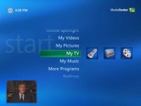 A typical Windows Media Center Edition 2005 Menu